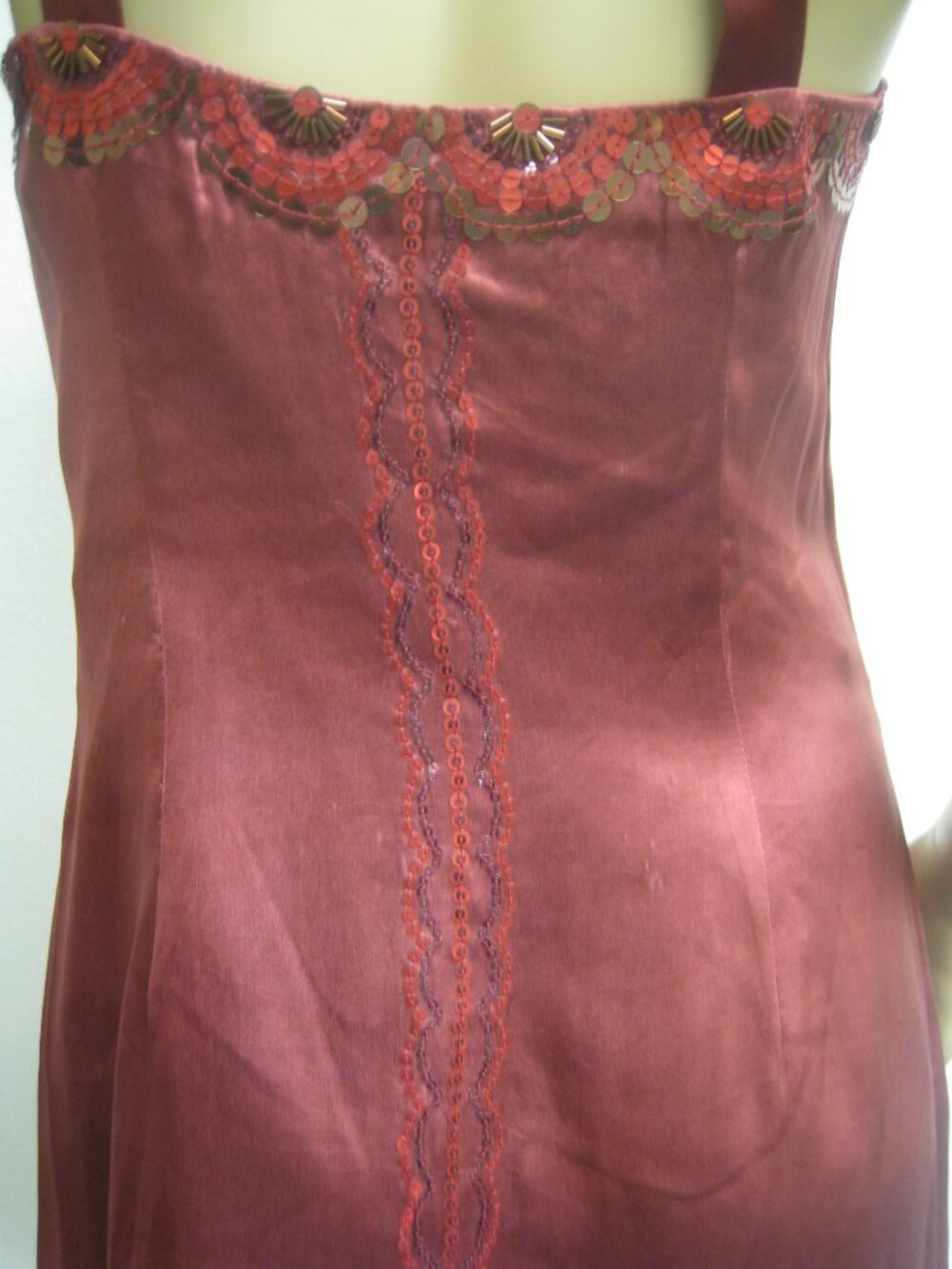 Sue Wong Nocturne Dress Y2K Cocktail #84 Flapper Halter Red Silk Sequin Art Deco - Picture 10 of 16